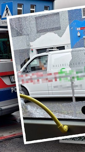 In Wien-Penzing wurde auf eine Bim geschossen, auf beiden Seiten zerbarsten Fenster. "<em>Heute</em>"-Leserin Monika war als Passagierin an Board.