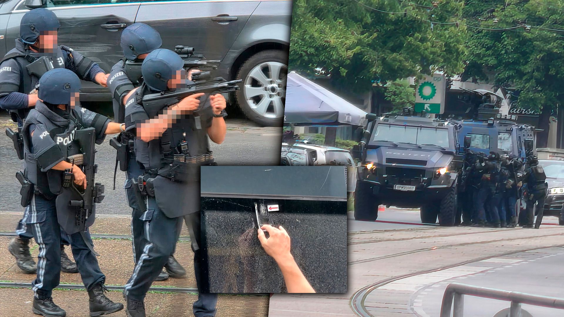 Großeinsatz: Polizei rollt mit Panzerfahrzeug an.