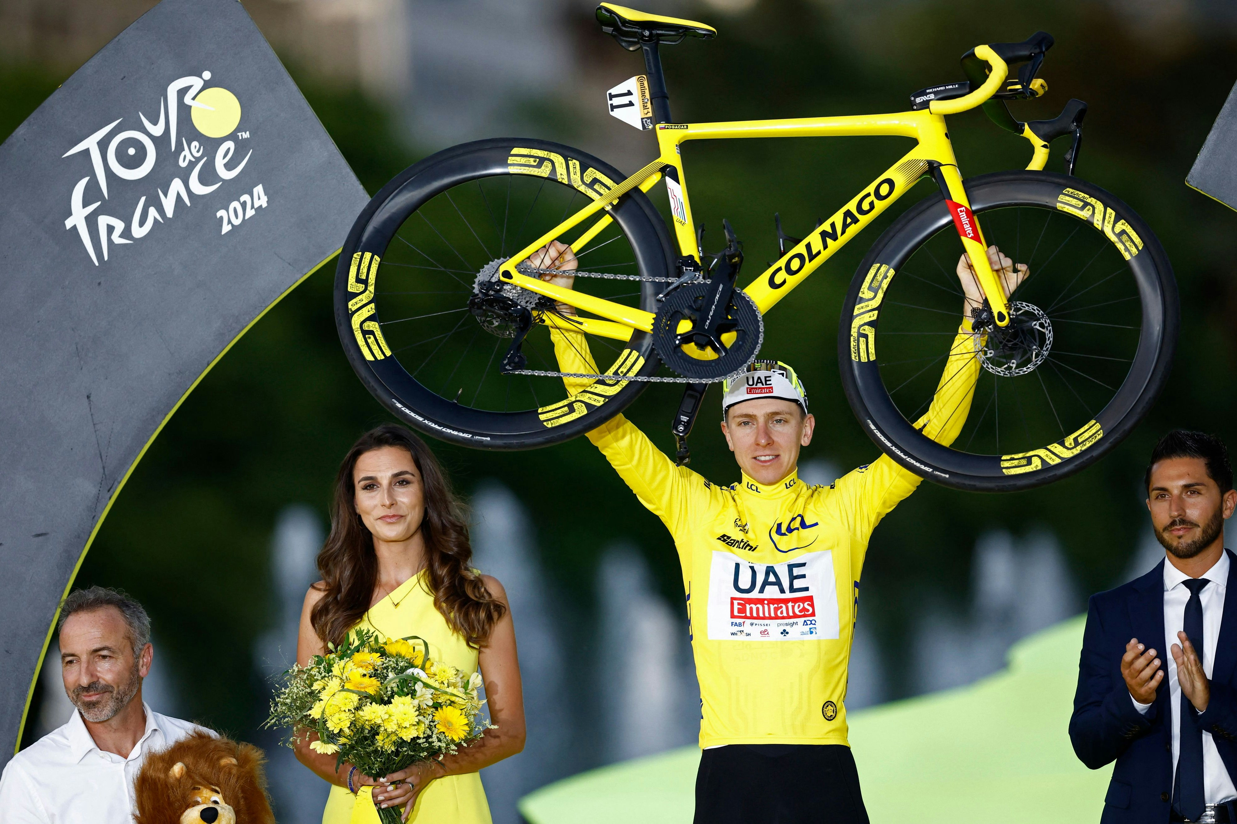 Die Favoriten: Vorjahressieger Tadej Pogacar aus Slowenien, der die Tour de France bereits drei Mal gewann …
