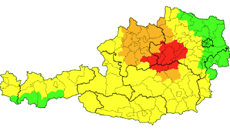 Aktuelle Unwetterwarnungen für Österreich