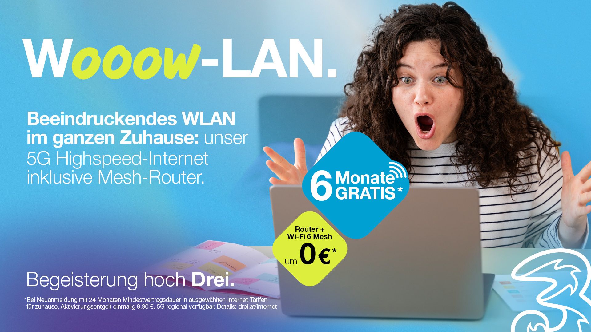 Drei: 5G Internet für Zuhause inklusive Router jetzt 6 Monate gratis.