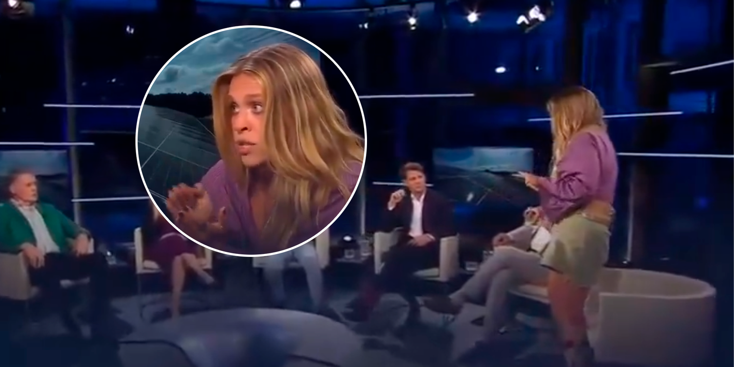 Anja Windl springt wütend auf und verlässt das Studio. 