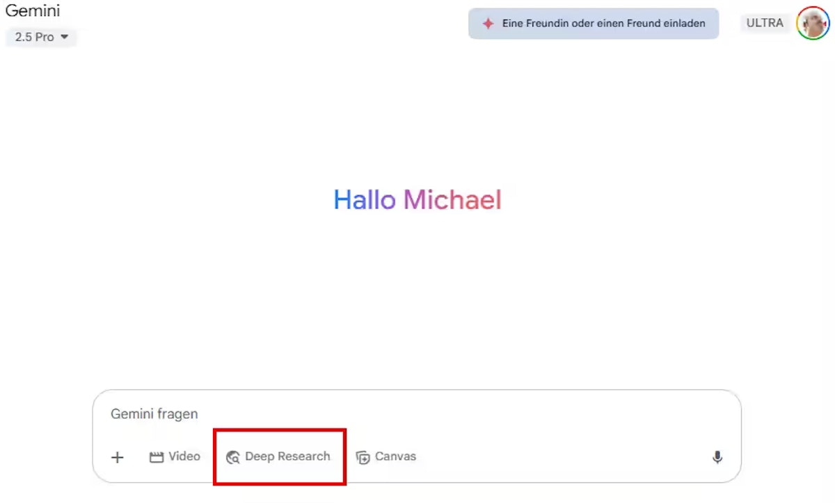 So aktivierst du auf Google Gemini die Funktion Deep Research.