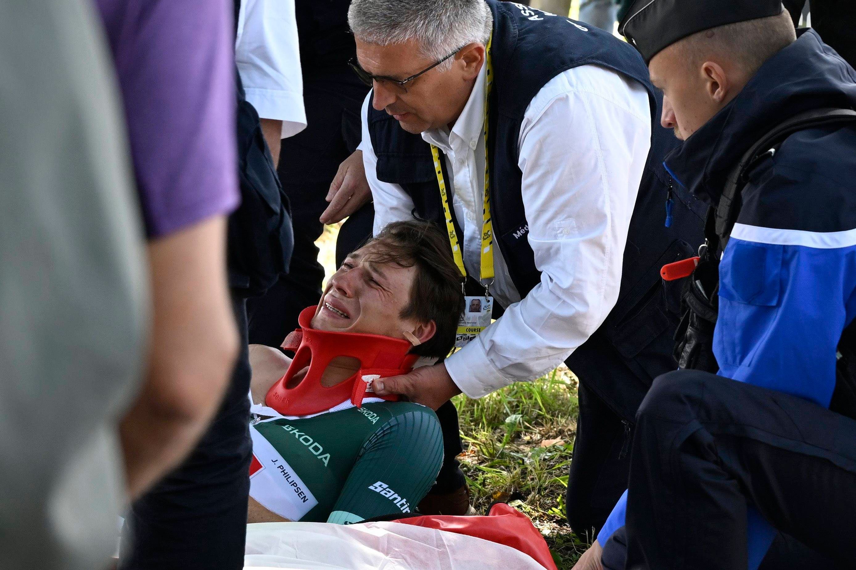 Jasper Philipsen stürzte bei der Tour de France schwer.
