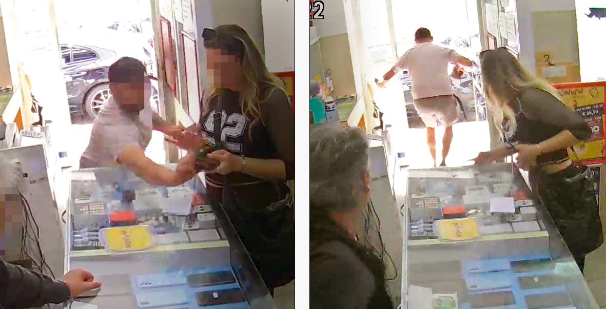 Blitzschnell schnappt der Unbekannte zu, verschwindet mit der Geldbörse der perplexen Kundin.