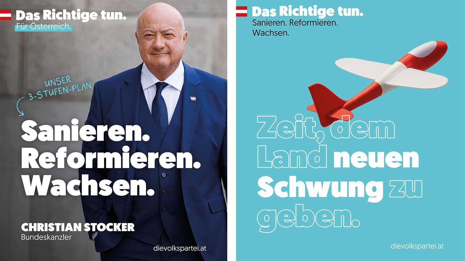 Zwei Sujets der neuen ÖVP-Kampagne