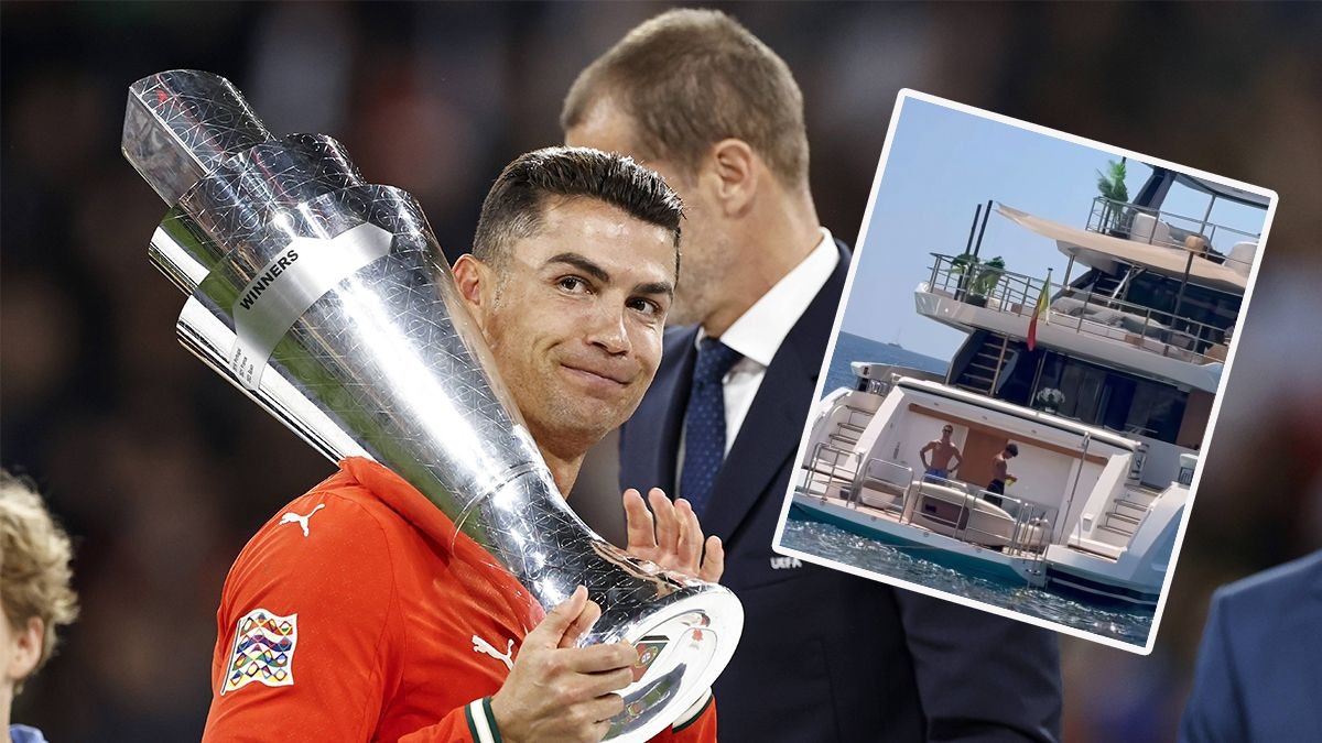 Cristiano Ronaldo auf seiner Mega-Yacht vor Mallorca. 