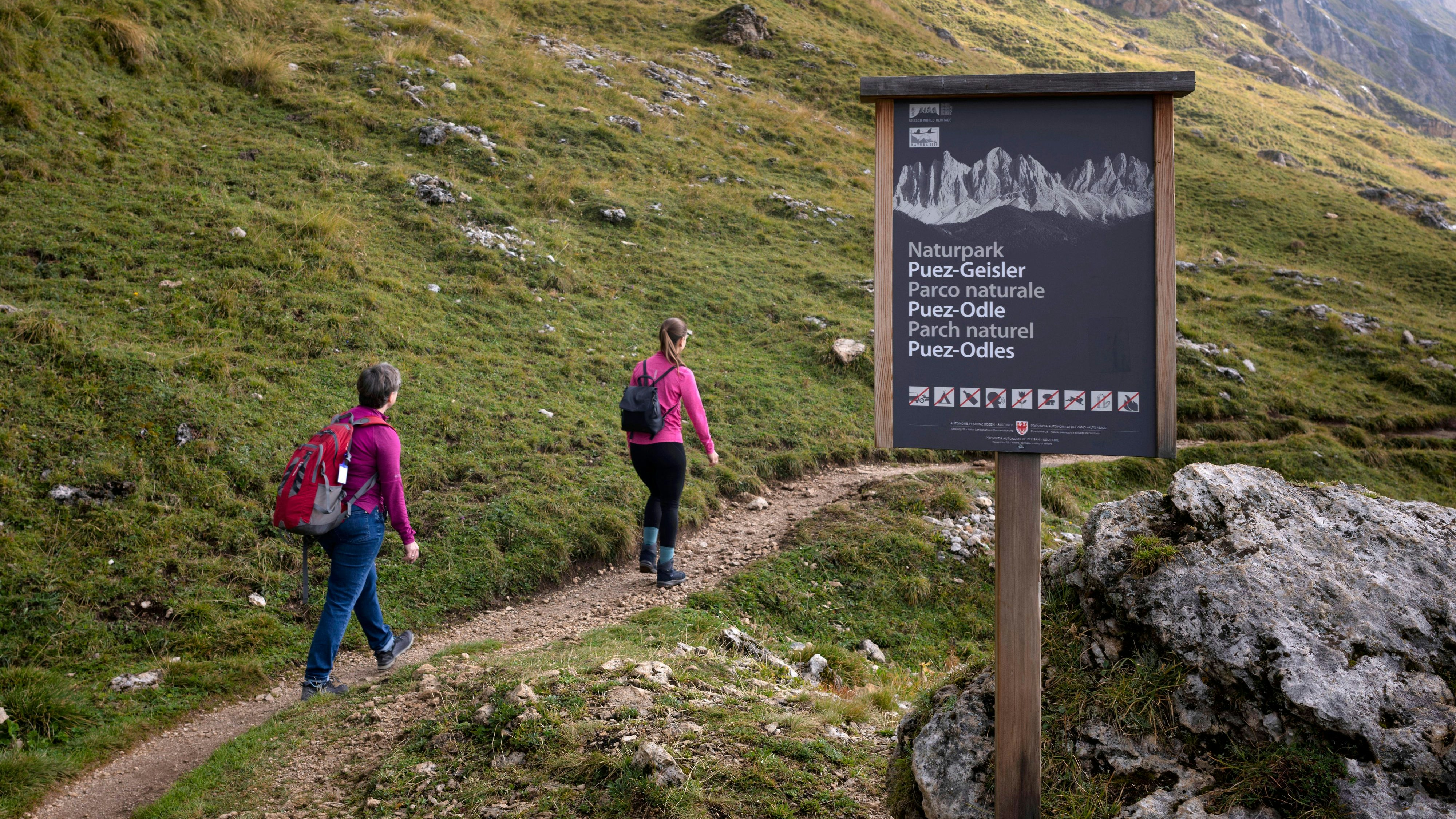 Das Drehkreuz stand auf einem rund 50 Meter langen Privatweg an der Seceda – mit Blick auf die berühmten Geislerspitzen.