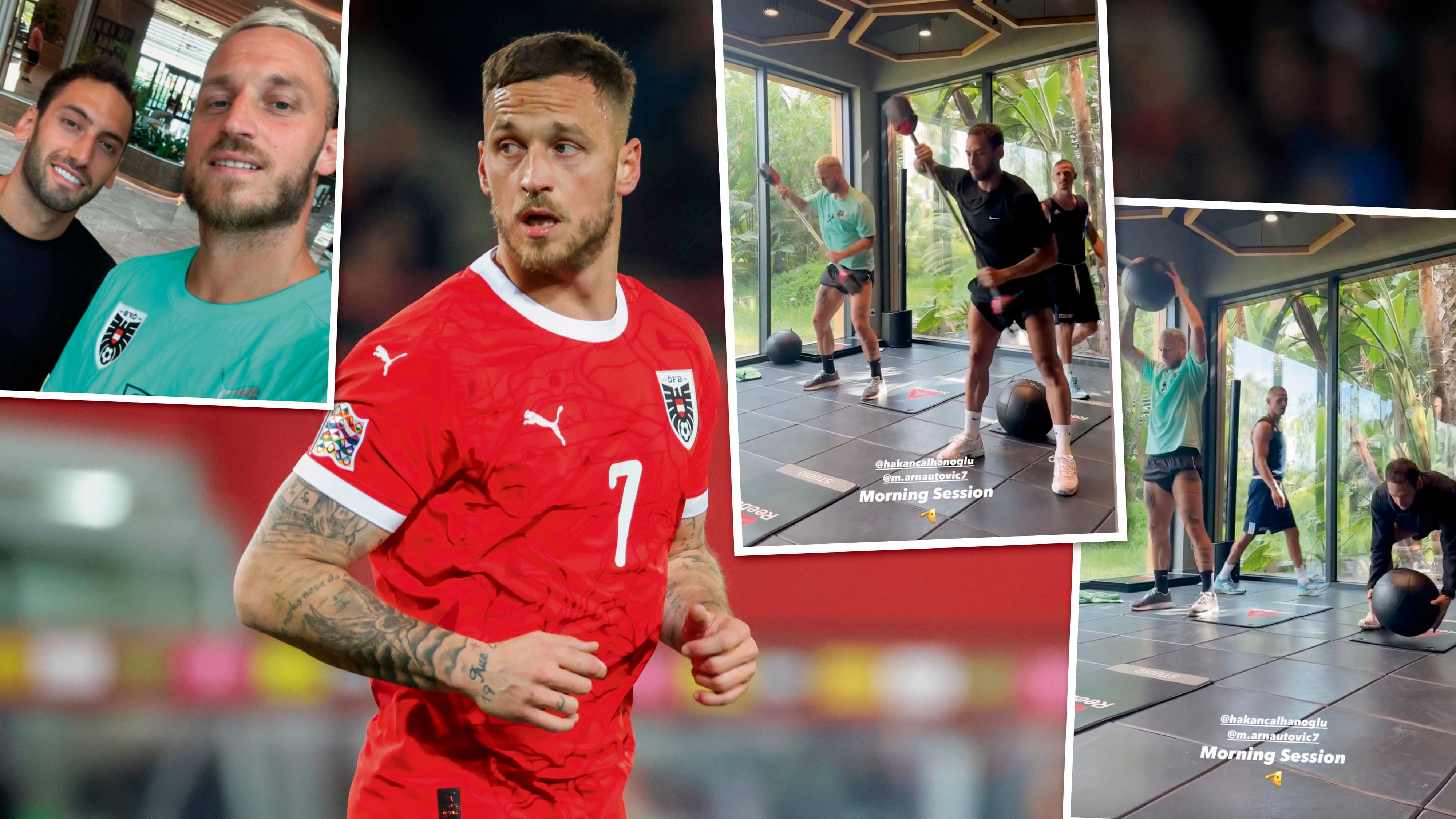 Marko Arnautovic trainiert gemeinsam mit Hakan Calhanoglu.