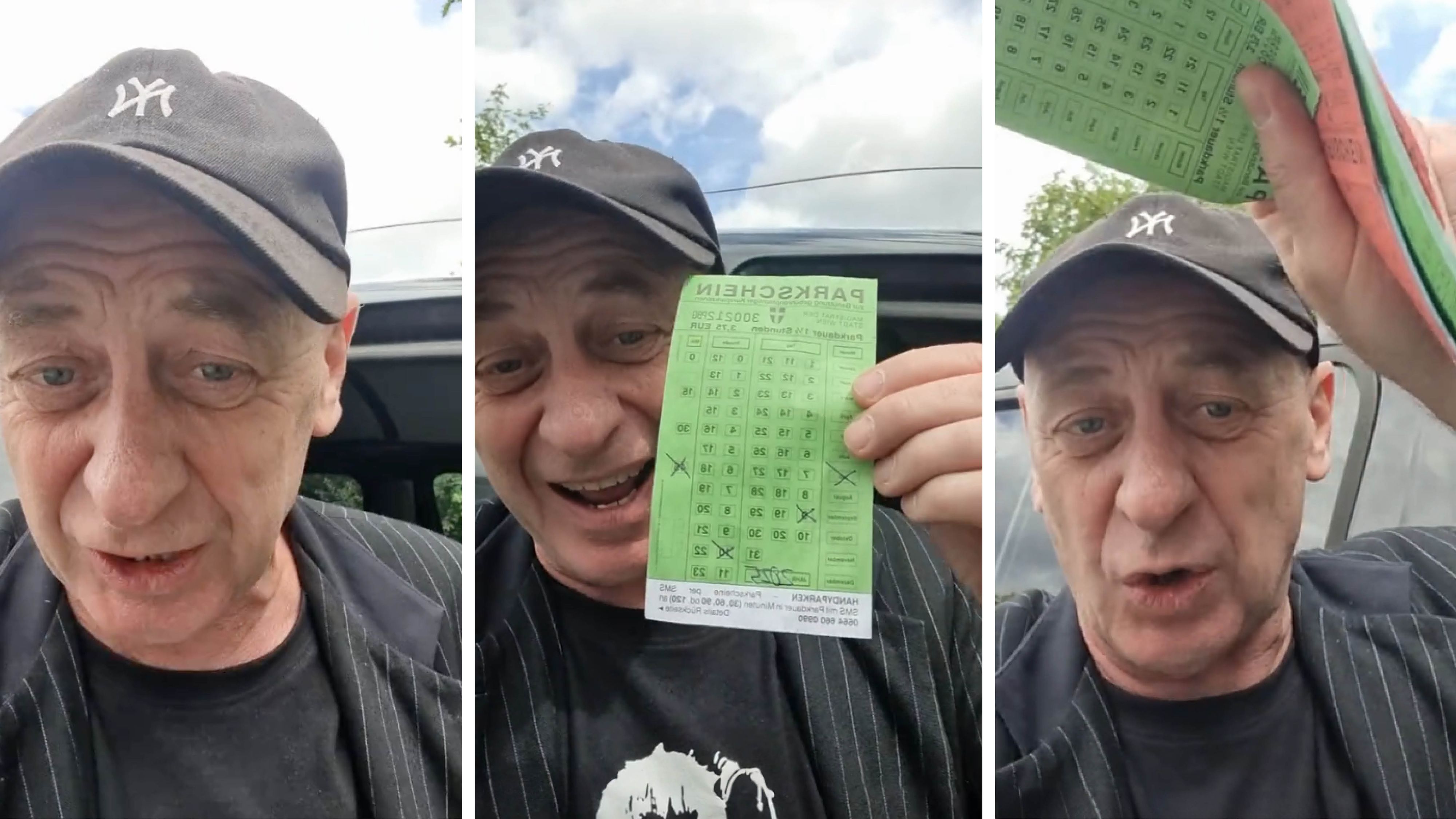 Kann es nicht fassen – Alf Poier fasste eine Strafe aus, trotz richtig eingetragenem Parkschein.