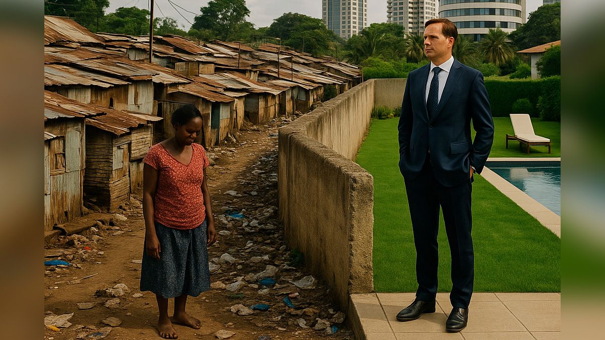 So stellt sich die KI die wachsende Ungleichheit zwischen Armen und (Super)-Reichen in Afrika vor.