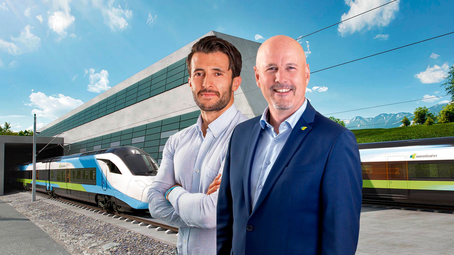 Ab 1. März 2026 auch auf der Südbahn unterwegs: Westbahn-CEOs Marco Ramsbacher und Thomas Posch (r.)
