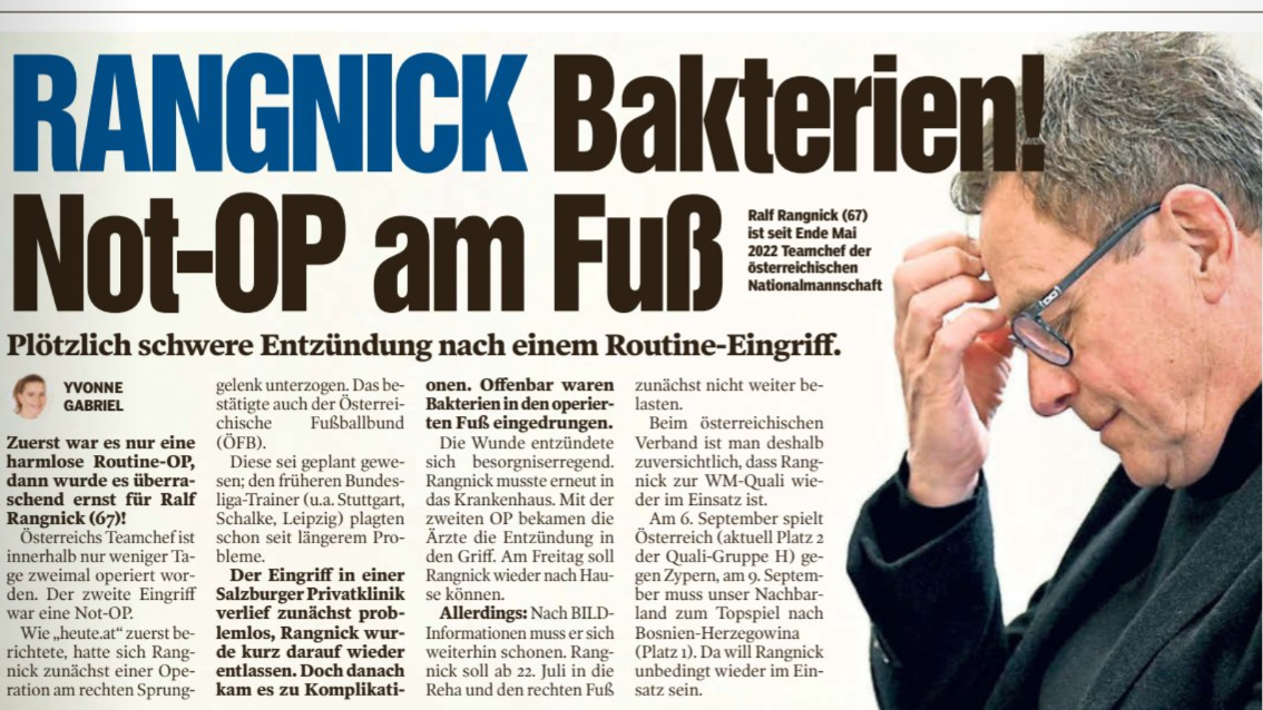 Auch die deutsche "Bild" berichtete über Rangnicks OP. 
