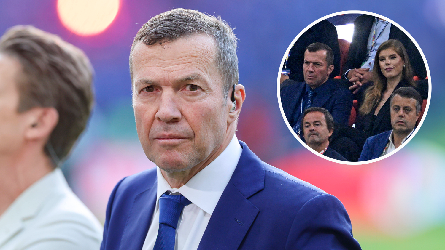 Lothar Matthäus mit seiner Freundin Theresa Sommer im Publikum des UEFA Nations League Halbfinale 2024/25.