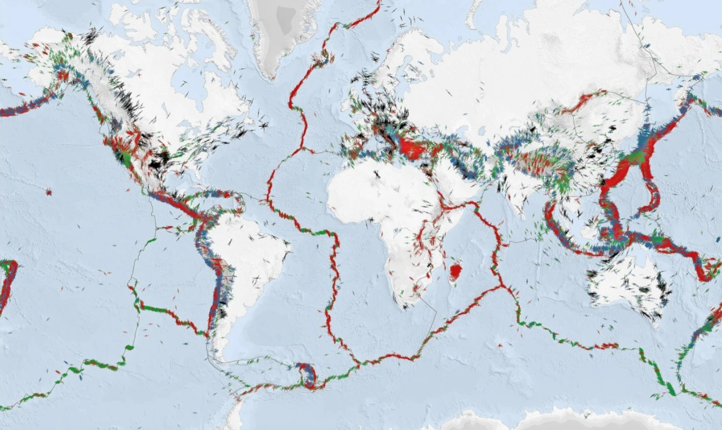 Eine neue Weltkarte offenbart massive Spannungen in der Erdkruste durch tektonische Verschiebungen.
