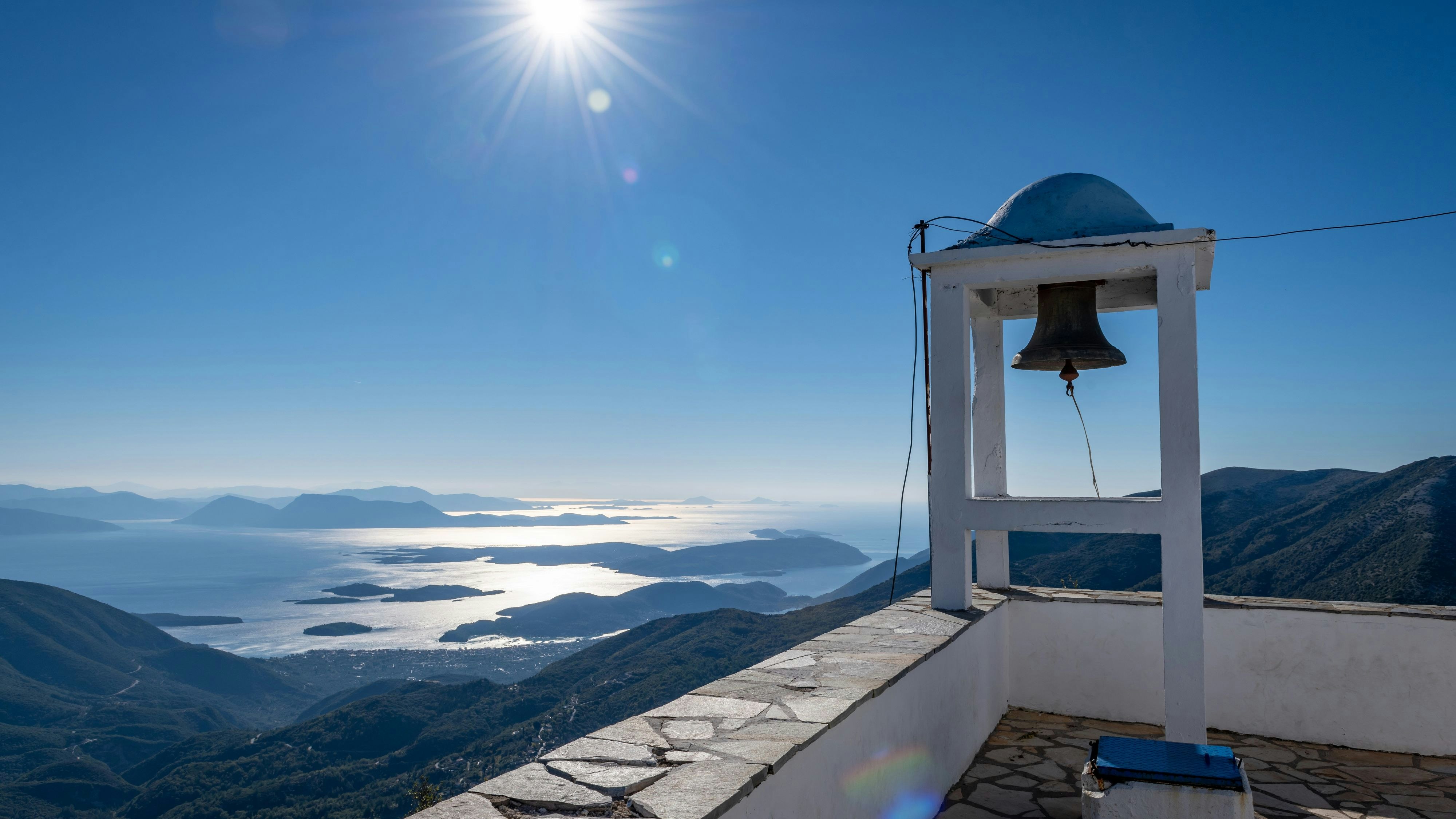 The church of the Prophet Elias situated on the highest point of Lefkada island, Greece.