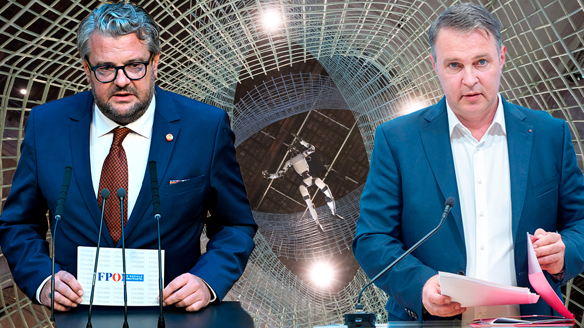 FPÖ-Kultursprecher <strong>Wendelin Mölzer</strong> rechnet mit Vizekanzler <strong>Andreas Babler</strong> (re.) ab.