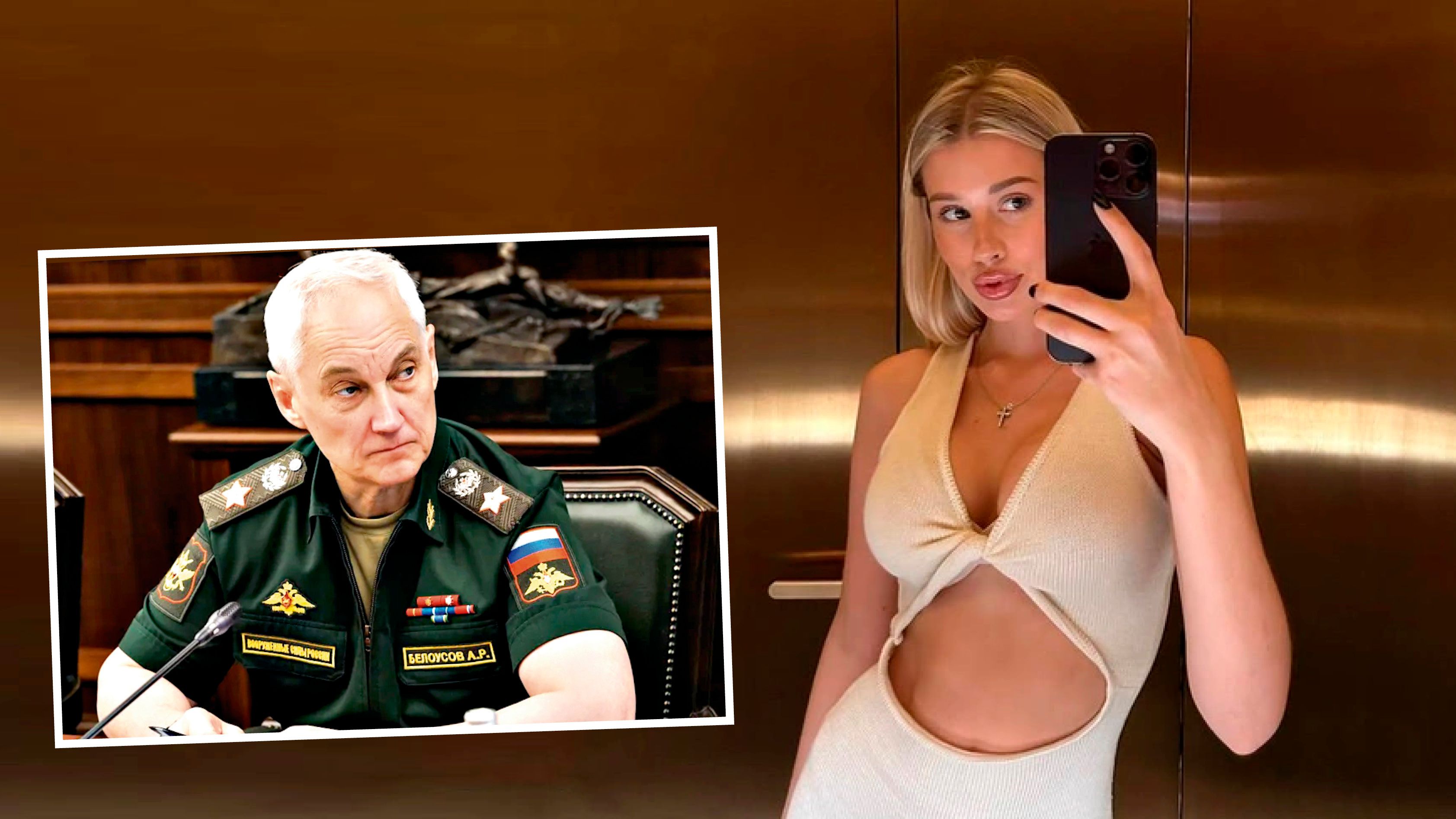 Russlands Verteidigungsminister Andrej Beloussow und Influencerin Maria Schalajew