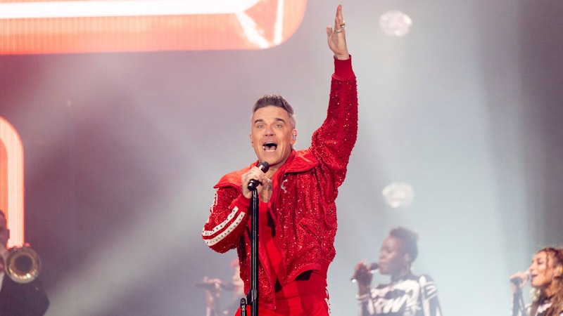Robbie Williams am 12. Juli 2025 im Wiener Ernst-Happel-Stadion.