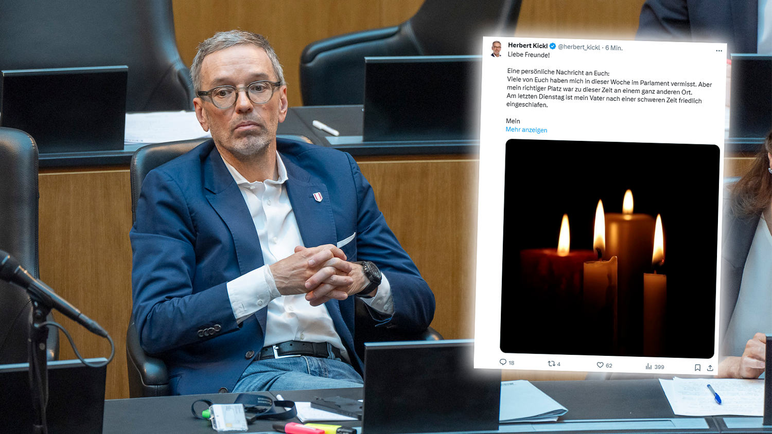 Herbert Kickl trauert um seinen Vater.