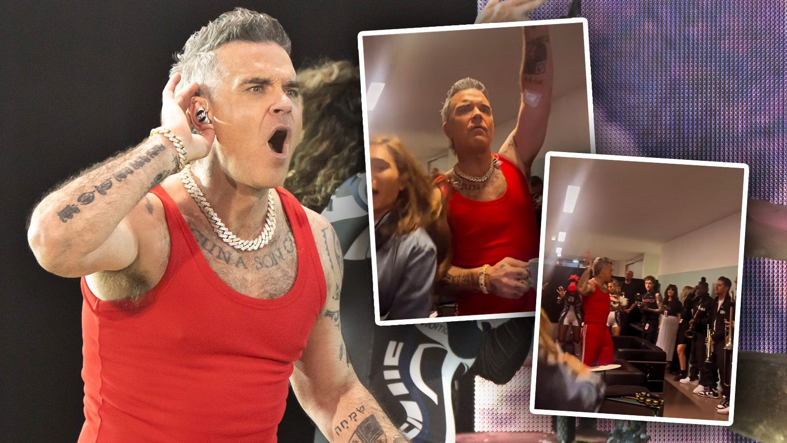 Robbie Williams' Frau Ayda zeigt den Backstage-Bereich im Ernst-Happel-Stadion.
