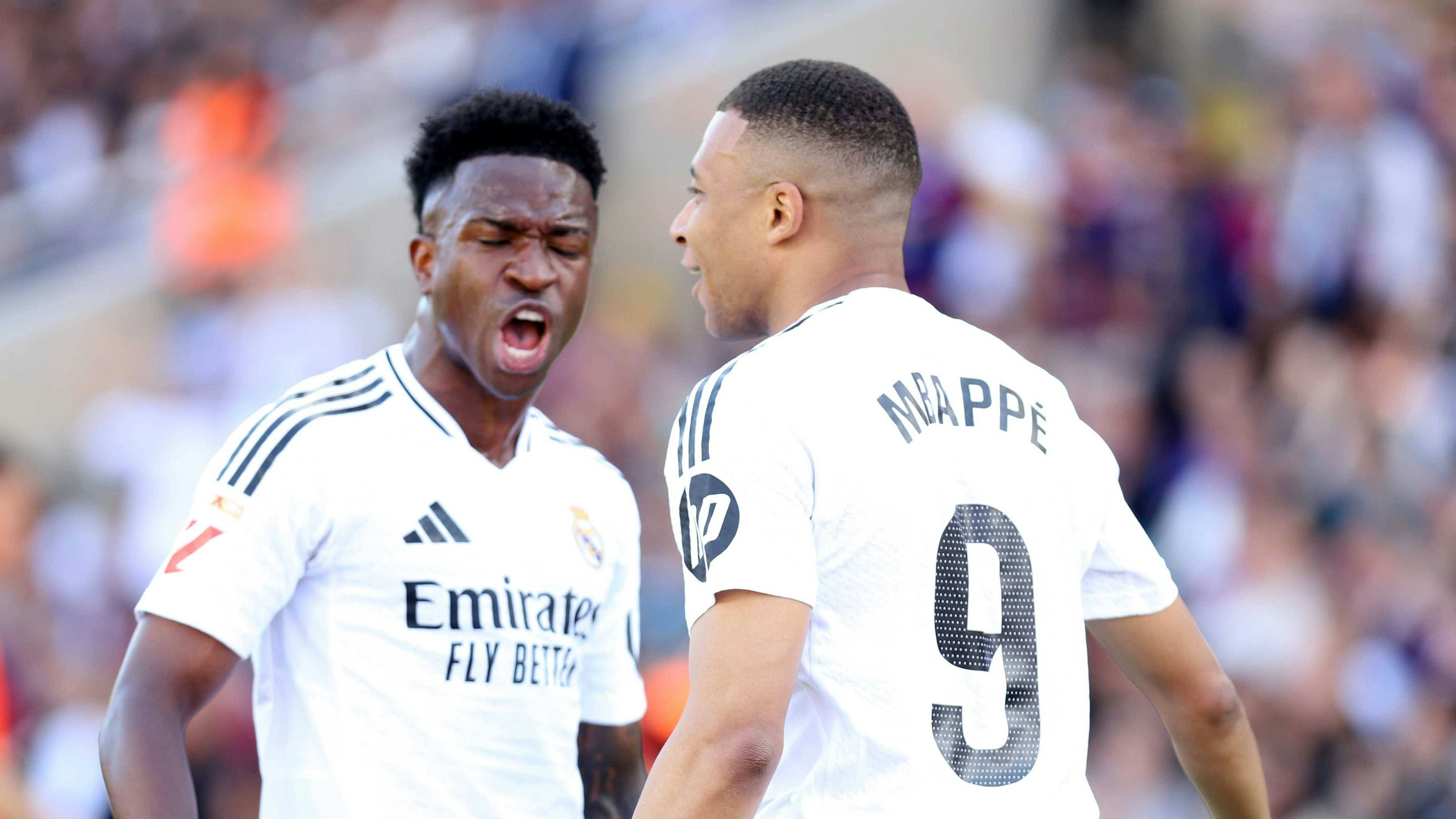 Reals Superstars Vinicius Junior und Kylian Mbappe. 