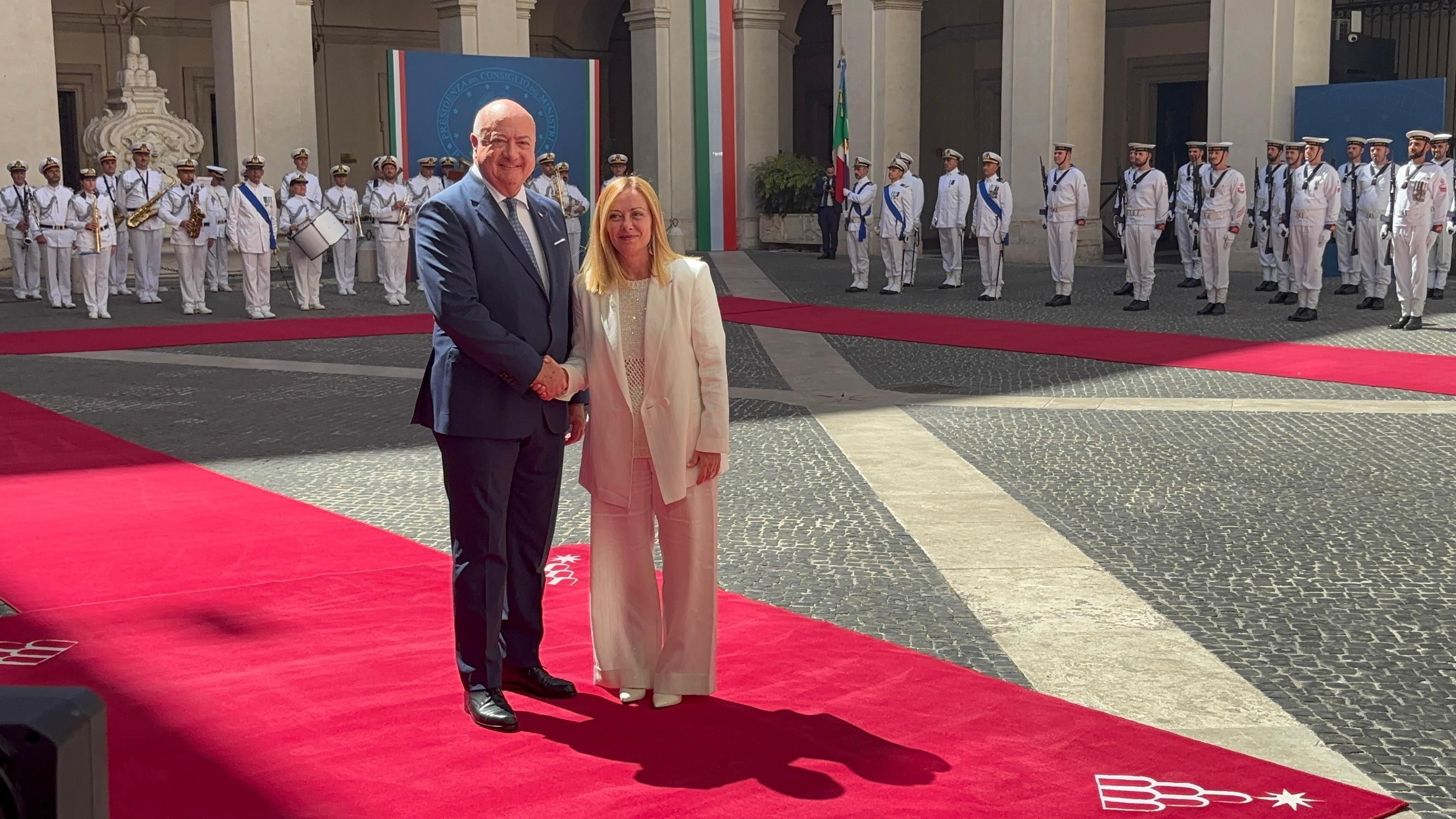 Bundeskanzler Christian Stocker bei Ministerpräsidentin Meloni