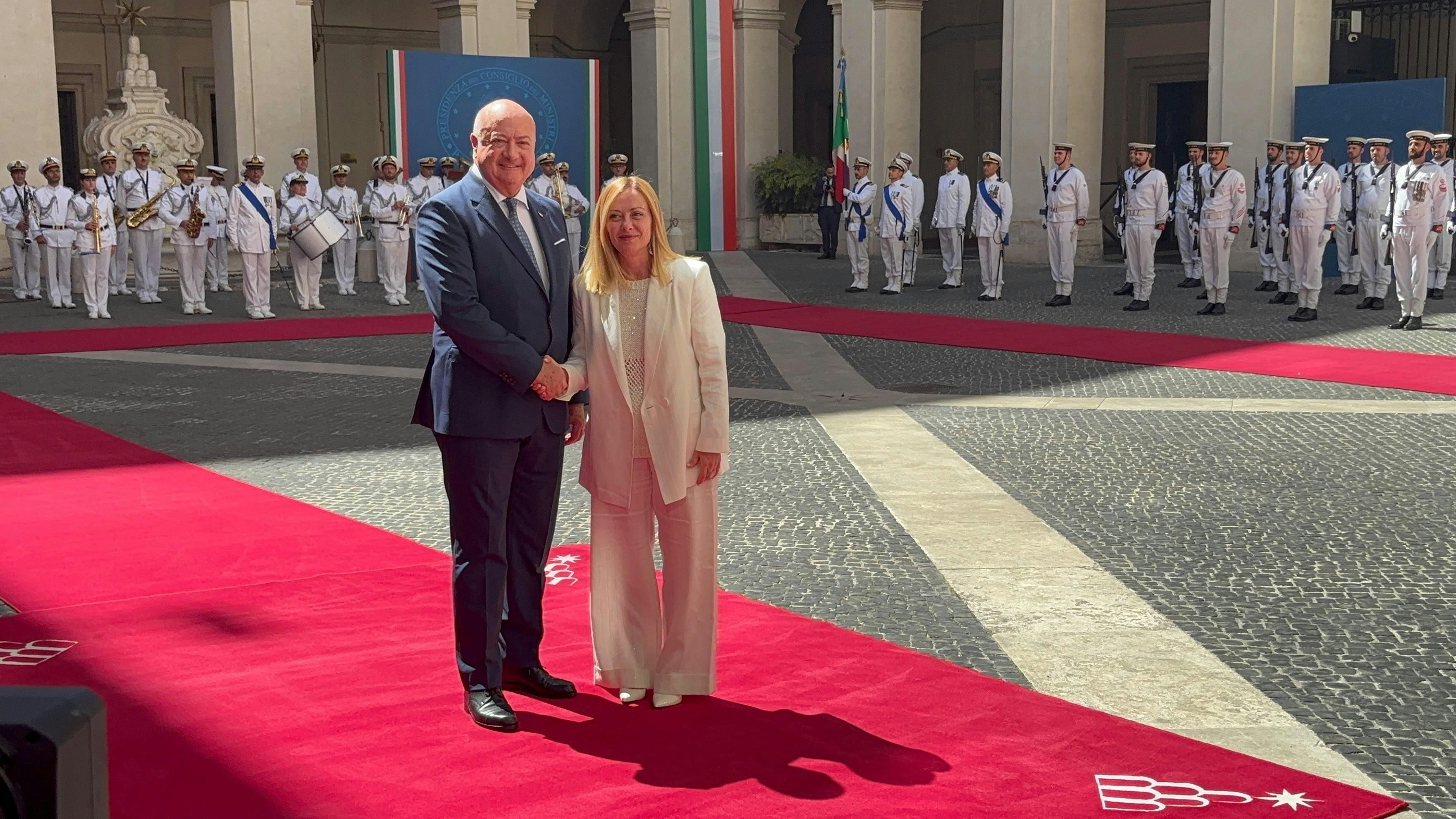 Bundeskanzler Christian Stocker bei Ministerpräsidentin Meloni