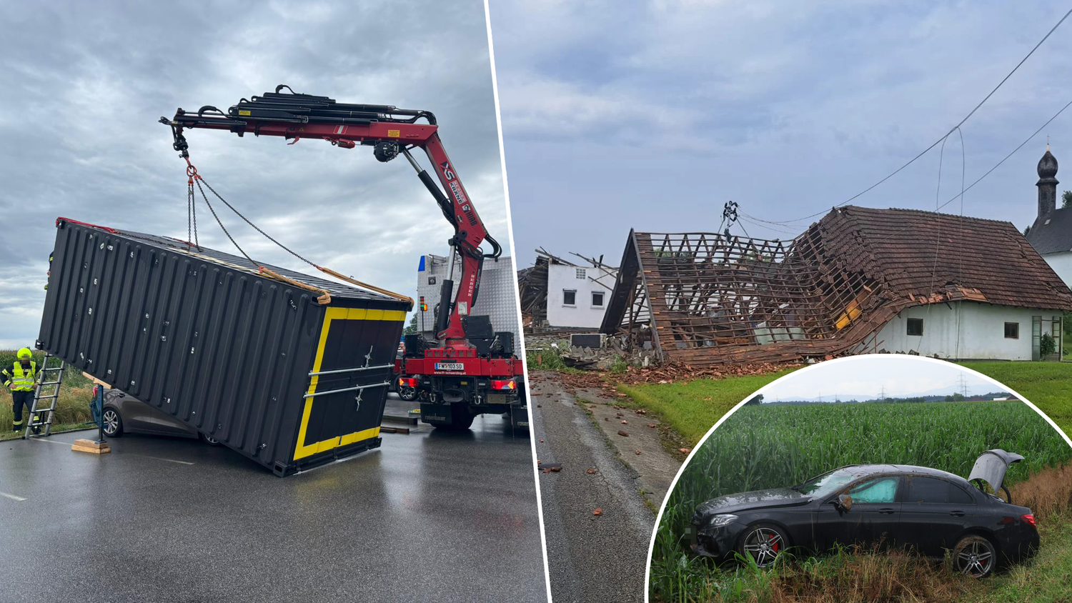 Zerstörte Häuser, Unfälle: Die Unwetter der vergangenen Nacht sorgten in OÖ für massive Schäden und sogar Verletzte.