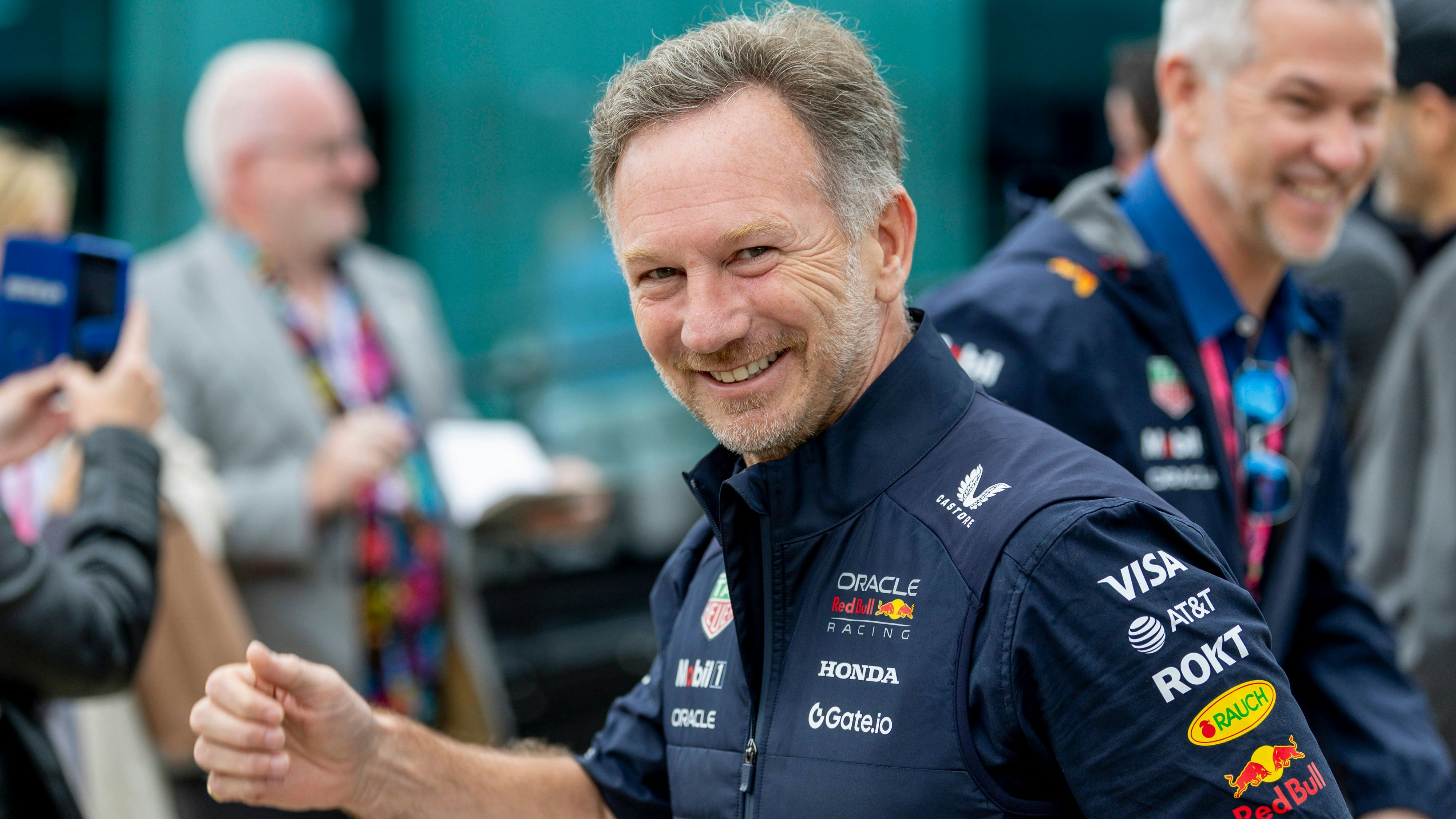 NORTHAMPTONSHIRE, ENG - JULY 05: Red Bull Racing Team Principal Christian Horner enters the paddock before the FP3 session at the F1 Grand Prix of Great Britain on July 05, 2025 at Silverstone Circuit in Northampton, England. Photo by Bob Kupbens/Icon Sportswire AUTO: JUL 05 F1 British Grand Prix EDITORIAL USE ONLY Icon250705002