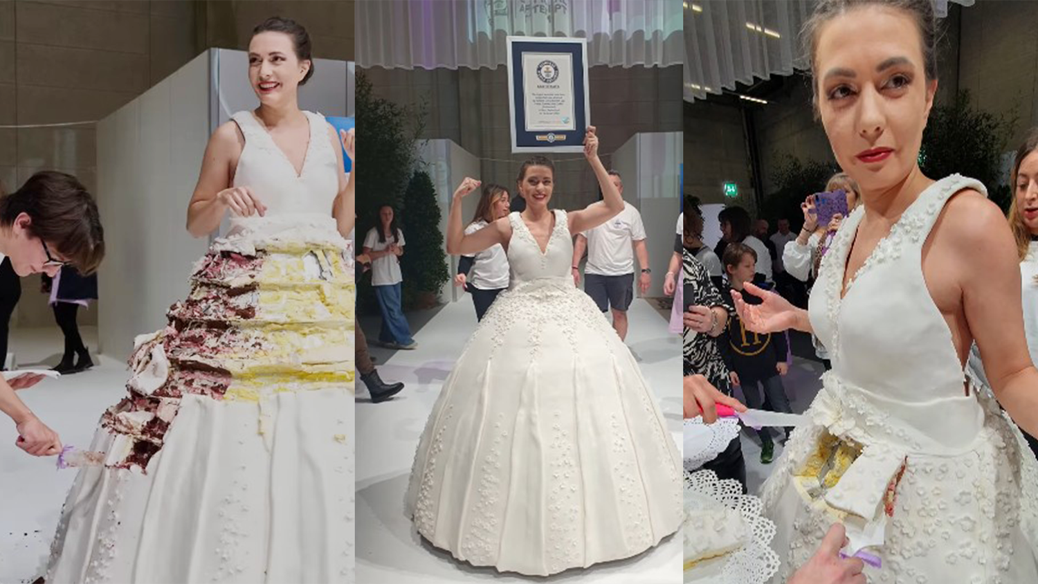 Das Tortenkleid (Bild) wiegt unglaubliche 131 Kilogramm.