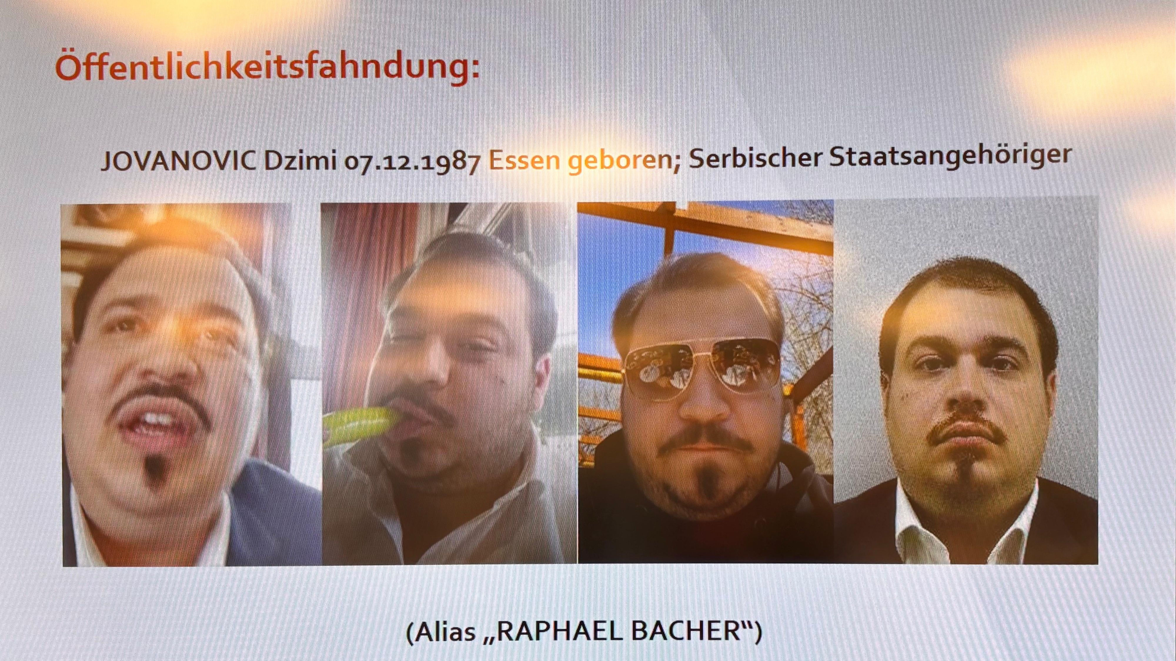 Dem gesuchten Kopf der Bande wird eine Vorliebe für Essen nachgesagt. Auf einem der Fotos beißt er genüsslich in ein Pfefferoni.