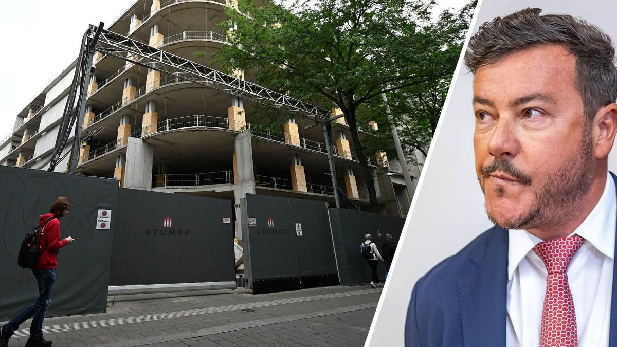Der Signa-Rohbau "Lamarr": Der vordere Teil des Gebäudes wird teilweise abgerissen.