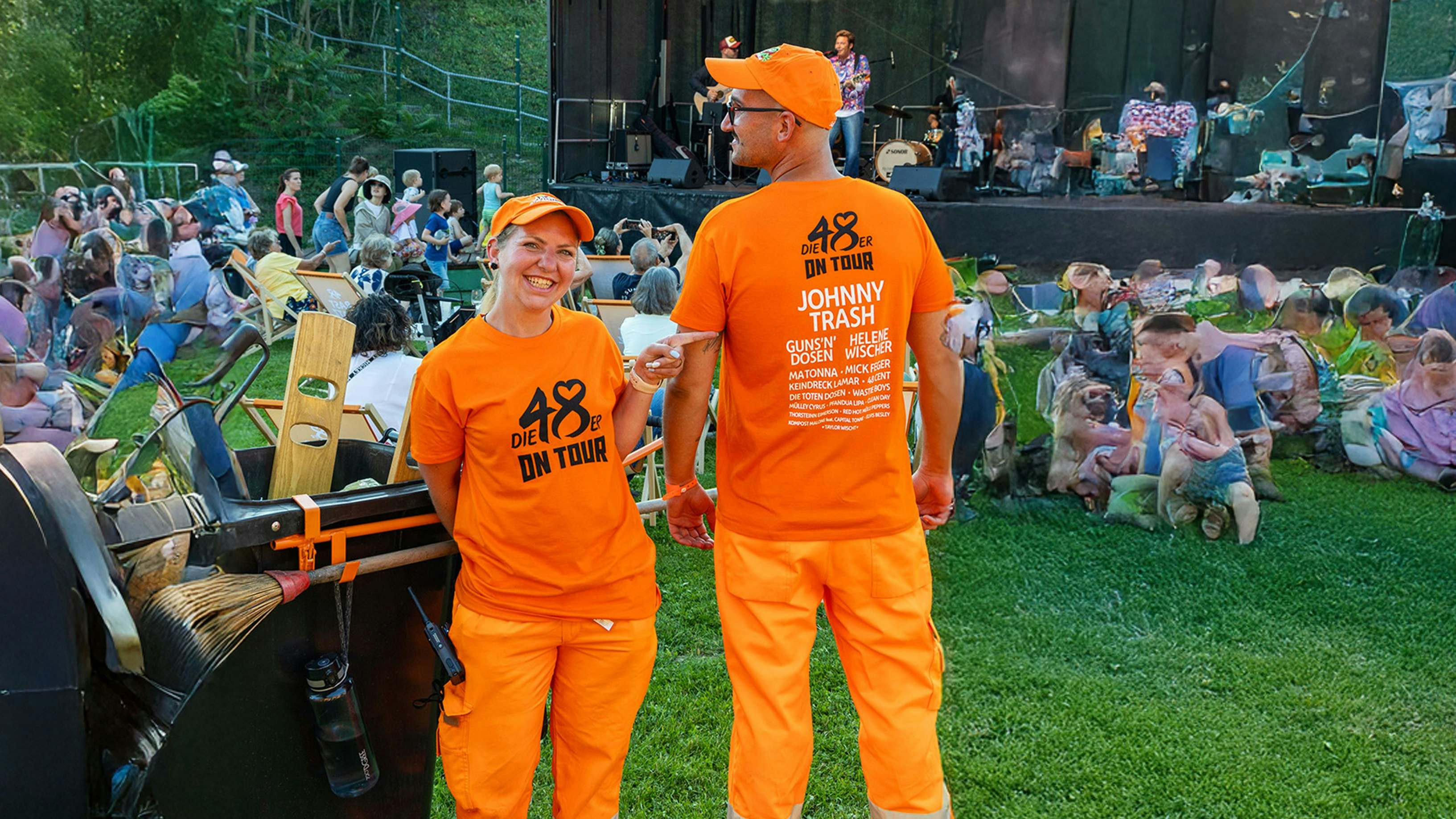 Die 48er on Tour: Sauberkeit bei Gro√ükonzerten mit eigenem Festival-Shirt