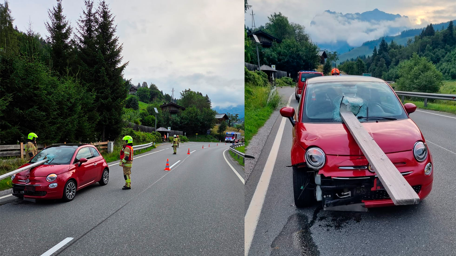 Heute.at - Wahnsinns-Glück: Holzlatte verfehlt Lenkerin haarscharf