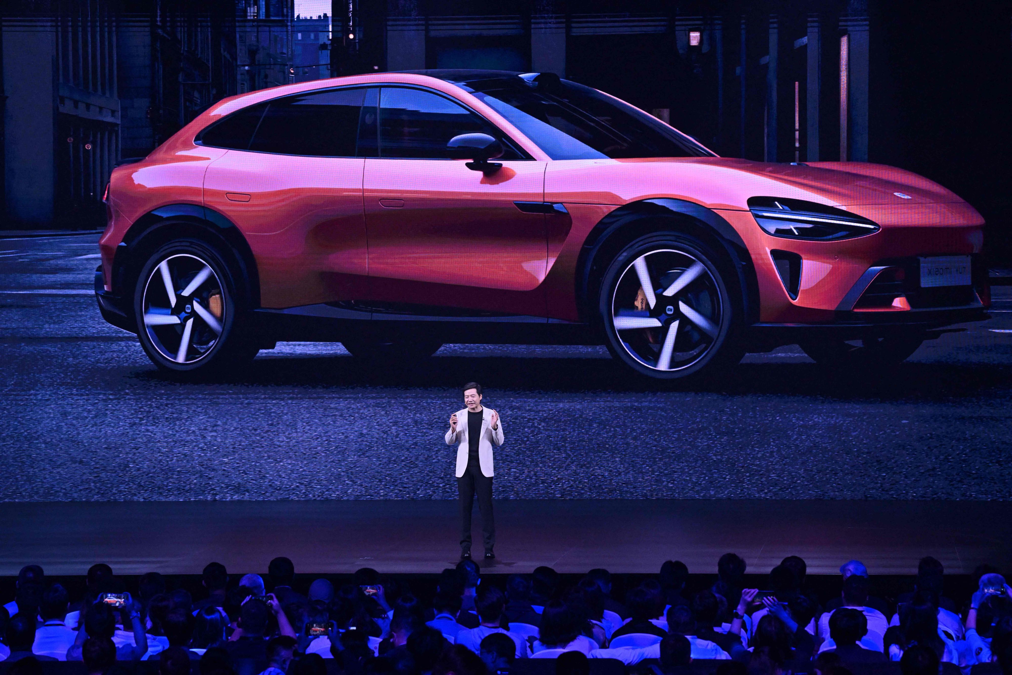 Volle Auftragsbücher: Lei Jun, Co-Gründer und CEO von Xiaomi, präsentiert den neuen E-SUV YU7 am 22. Mai 2025 in Peking