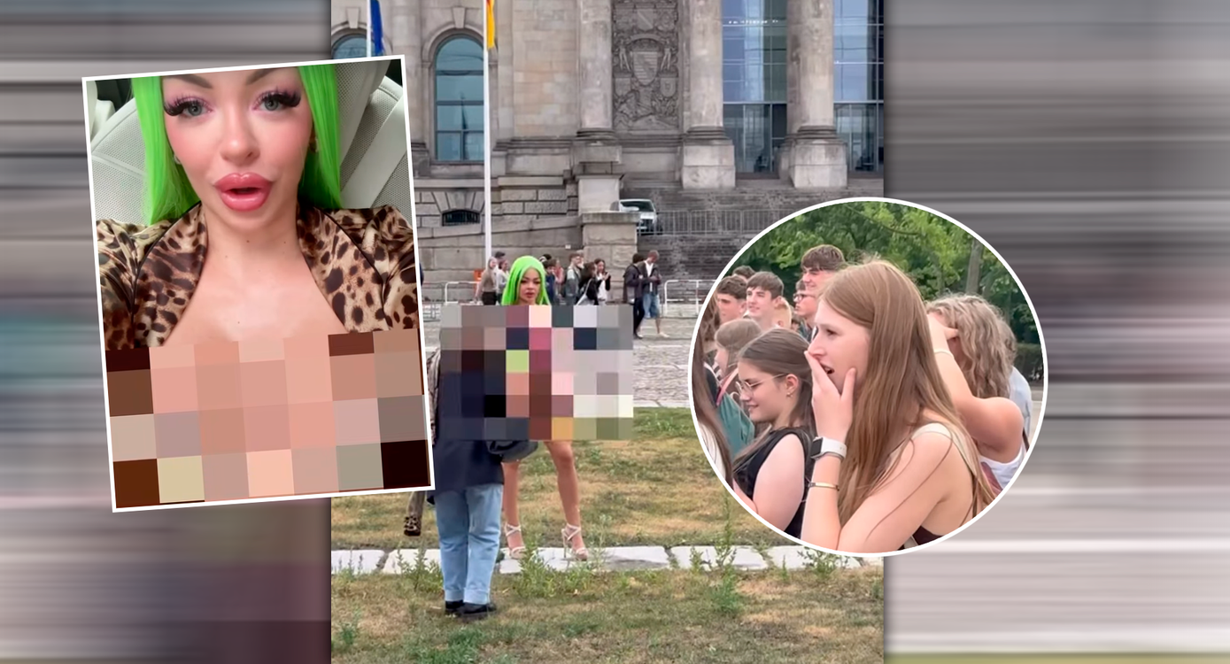 Heute.at - Katja Krasavice posiert hüllenlos vor dem Parlament