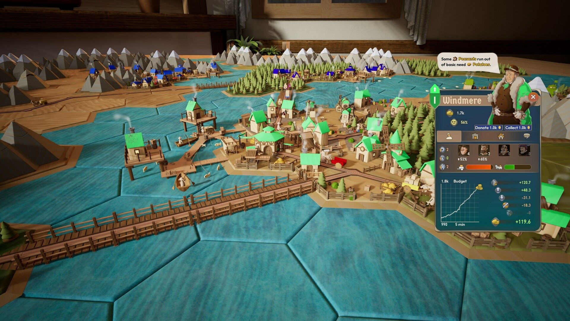 Errichte und verwalte ein Netzwerk von Handelsstädten, um dein Schloss zu bauen, die bezaubernde Welt zu erkunden und deine Wirtschaft vor frechen Banditen zu schützen.