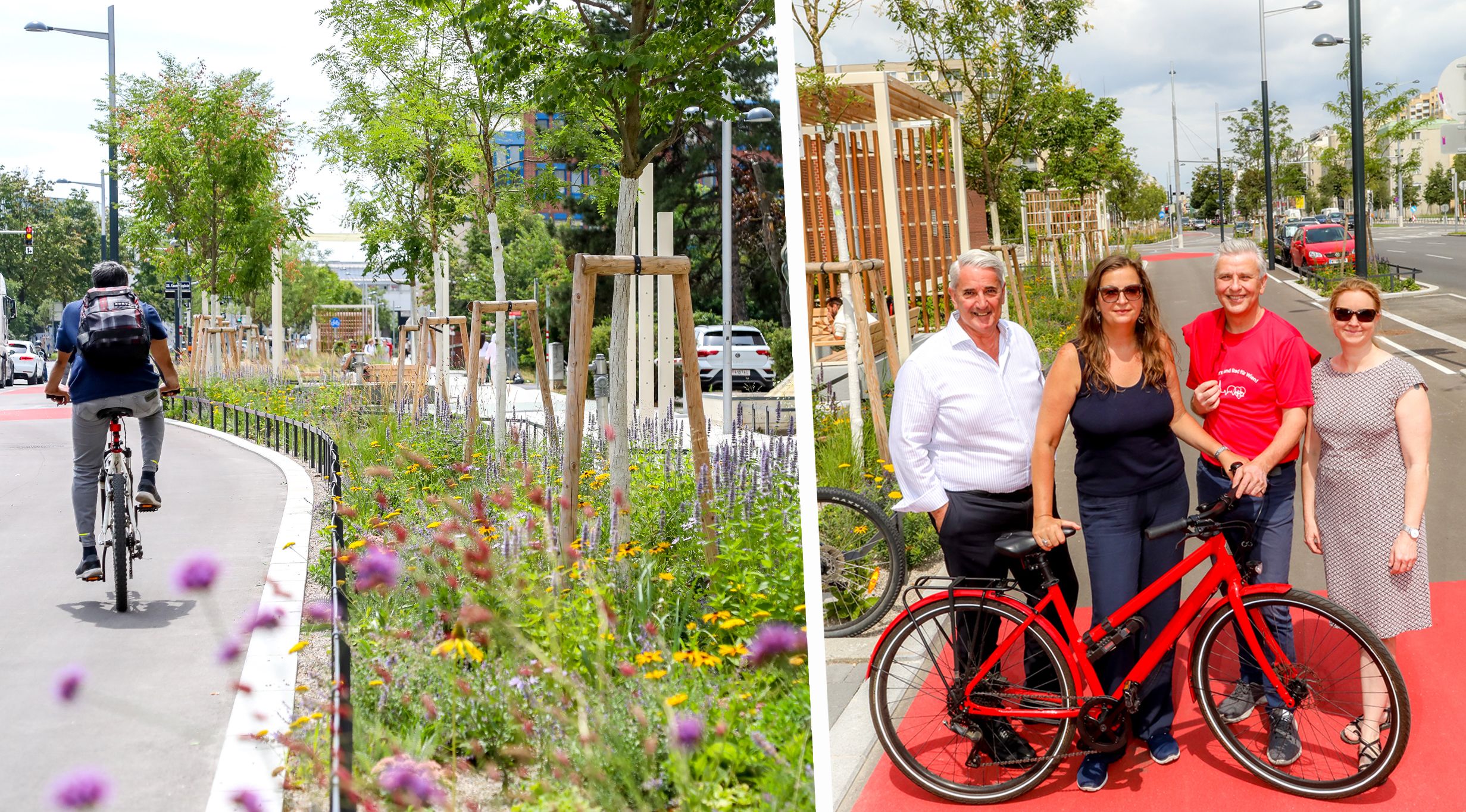 Neuer Radweg durch die Donaustadt: Politik feiert Fertigstellung der sieben Kilometer langen Verbindung von der City bis Kagran.