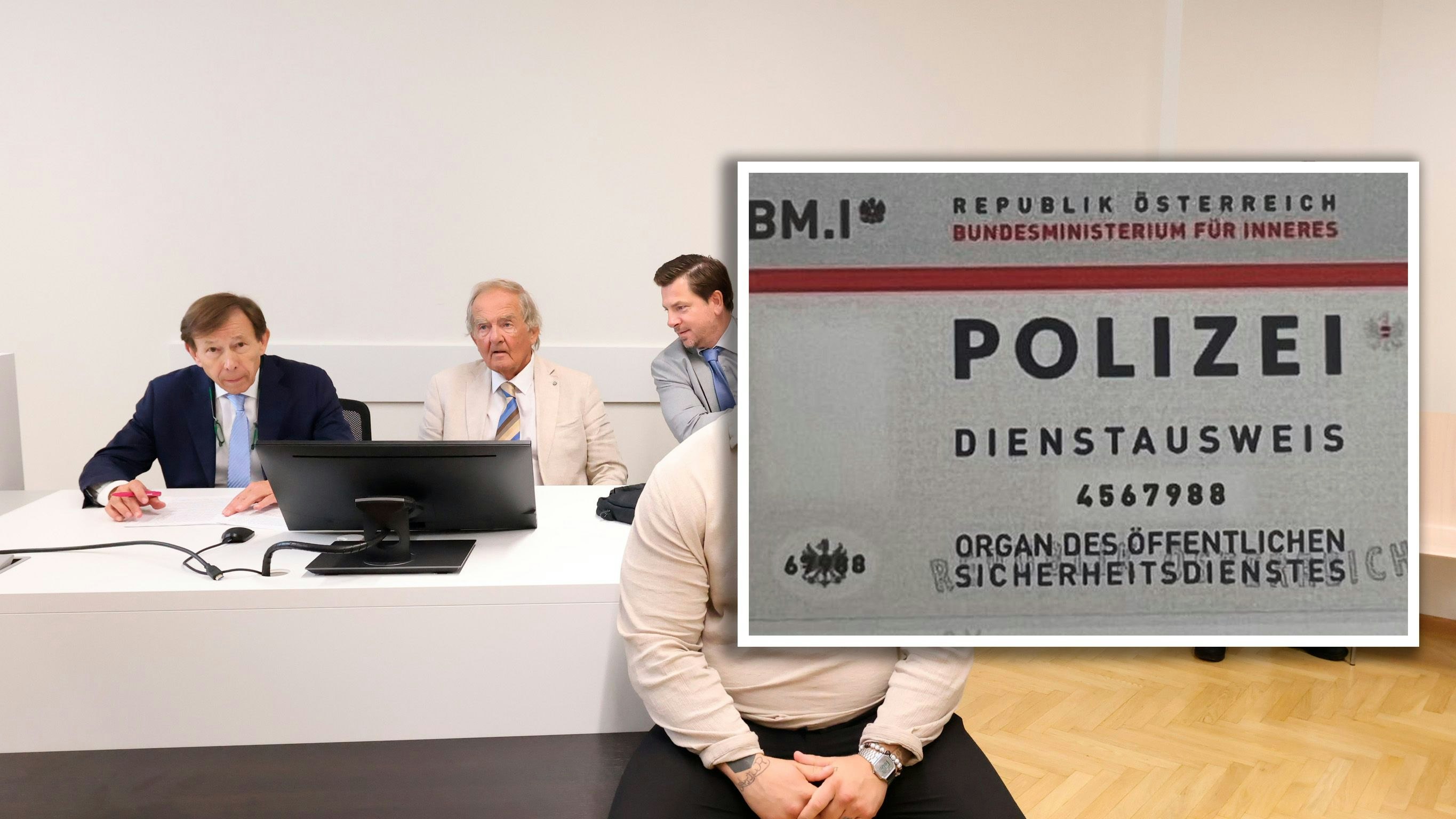 Rudi Mayer, Peter Philipp und Andreas Rest verteidigten, die Täter benutzten gefälschten Polizeiausweis (r.)