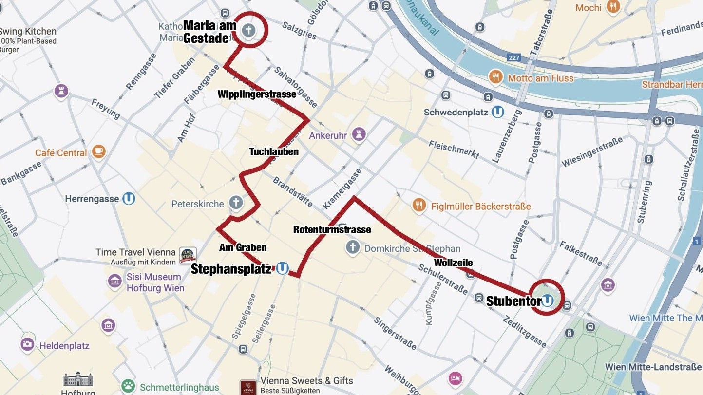 Das ist die Demo-Route der Identitären.