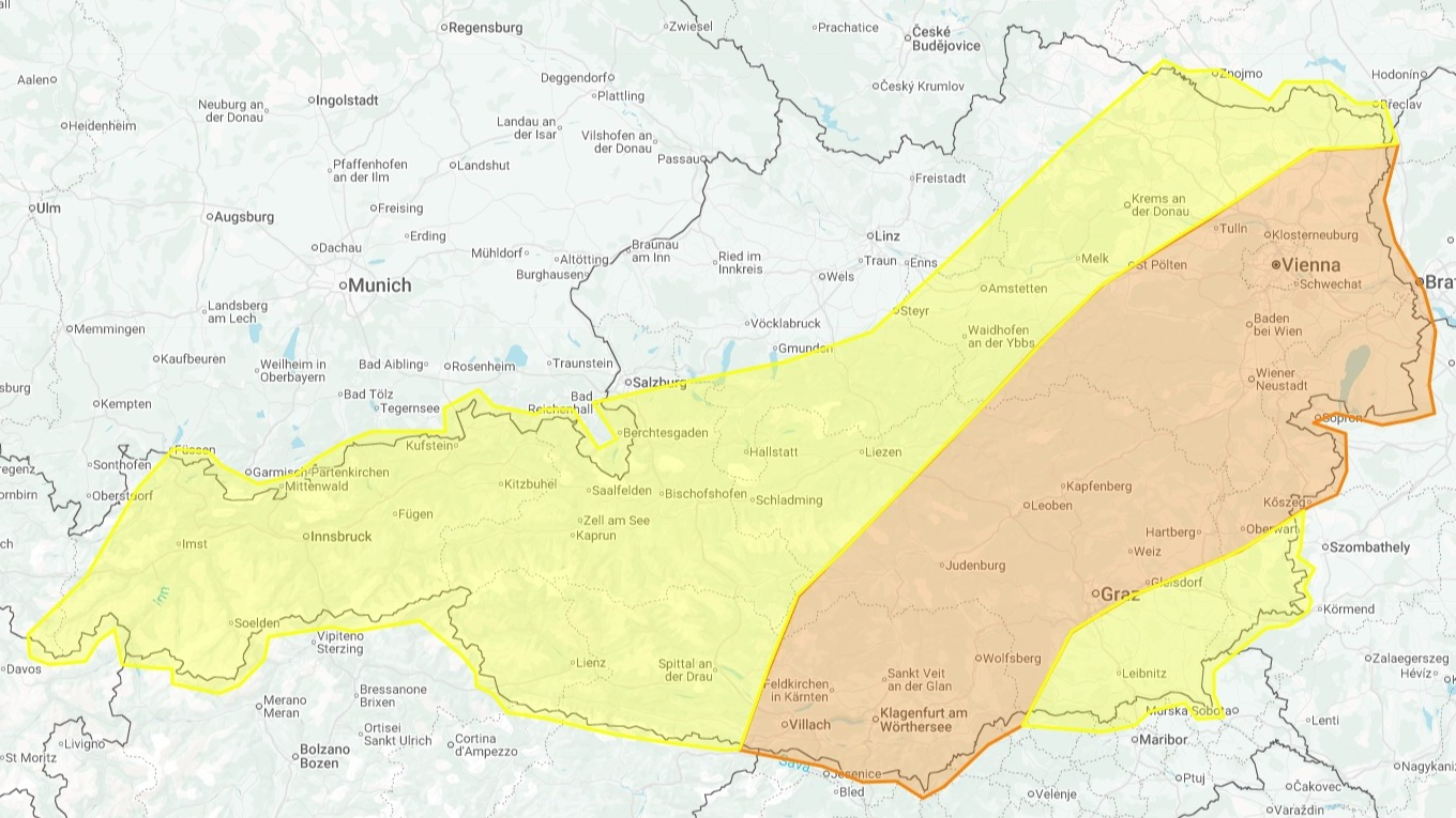 Heute.at - Unwetter-Karte zeigt, wo Multizellen Österreich treffen