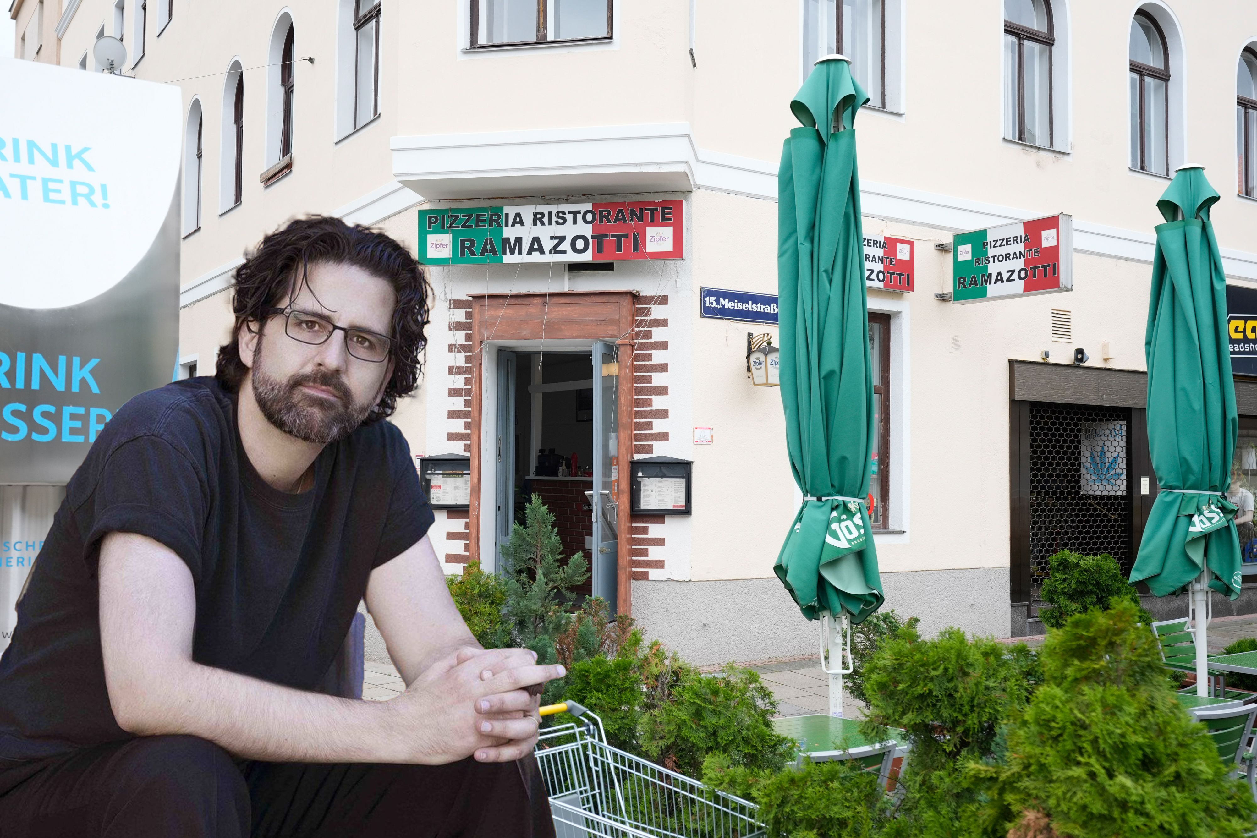 Musiker Amit Peled (52) erhebt schwere Vorwürfe gegen die Pizzeria Ramazotti in der Meiselstraße (15. Bezirk). Der Betreiber (nicht im Bild) bestreitet den Vorfall entschieden.