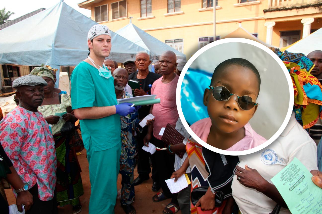 Nikolaus Hommer vor Ort, der kleine Bub bekam nach seiner Behandlung Augentropfen und eine Sonnenbrille – konnte danach in die Schule zurückkehren.