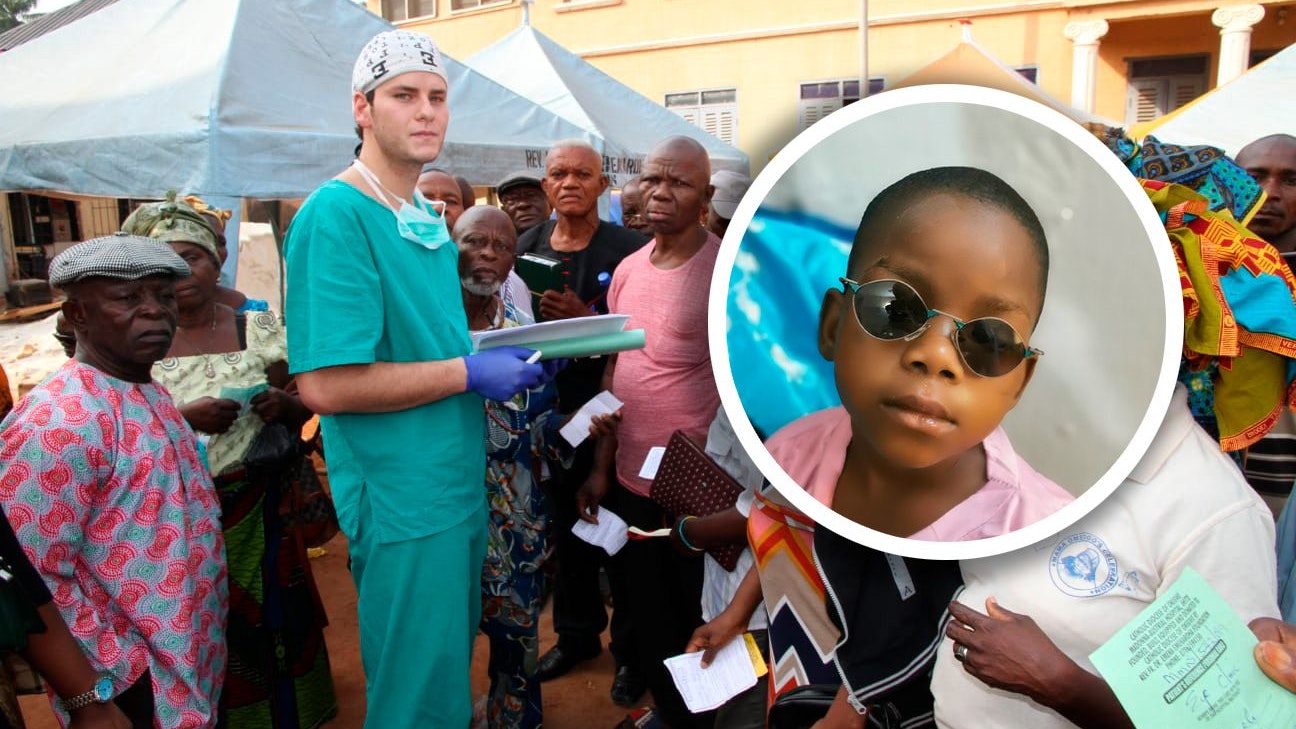 Nikolaus Hommer vor Ort, der kleine Bub bekam nach seiner Behandlung Augentropfen und eine Sonnenbrille – konnte in die Schule zurückkehren.