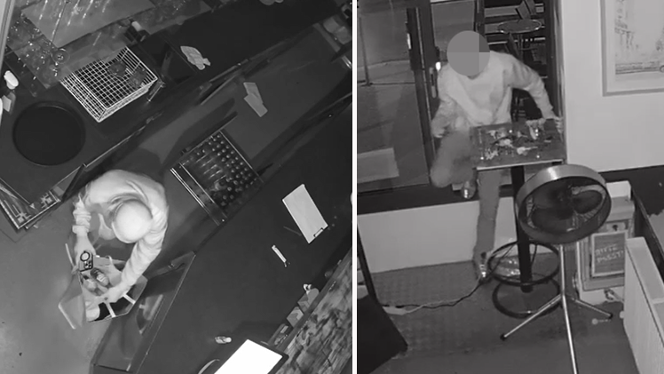 Der Einbrecher stieg zunächst ohne Maske in das Lokal