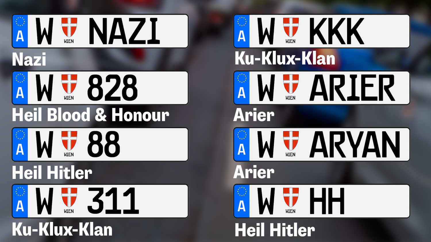 Diese Kennzeichen sind in Österreich verboten.