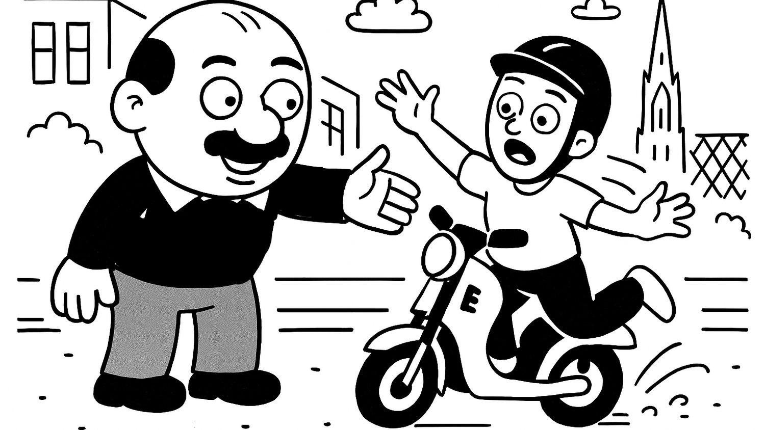 Komischer Kauz: Warum stellt sich Herlicek einem E-Moped-Fahrer in den Weg?