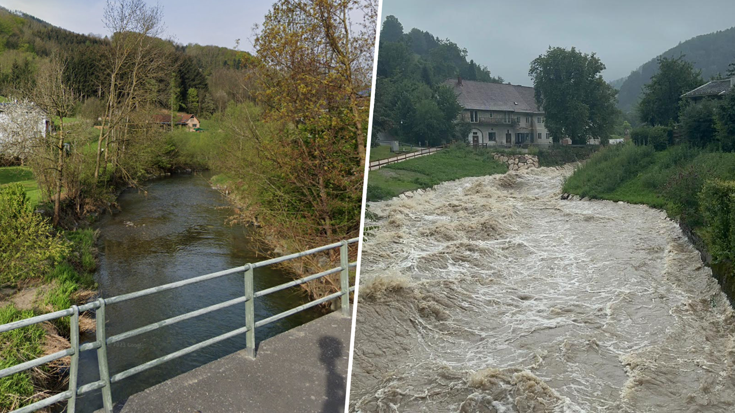 Üblicherweise ein beschauliches Bächlein: die Raming. Jetzt wurde sie zum reißenden Fluss.