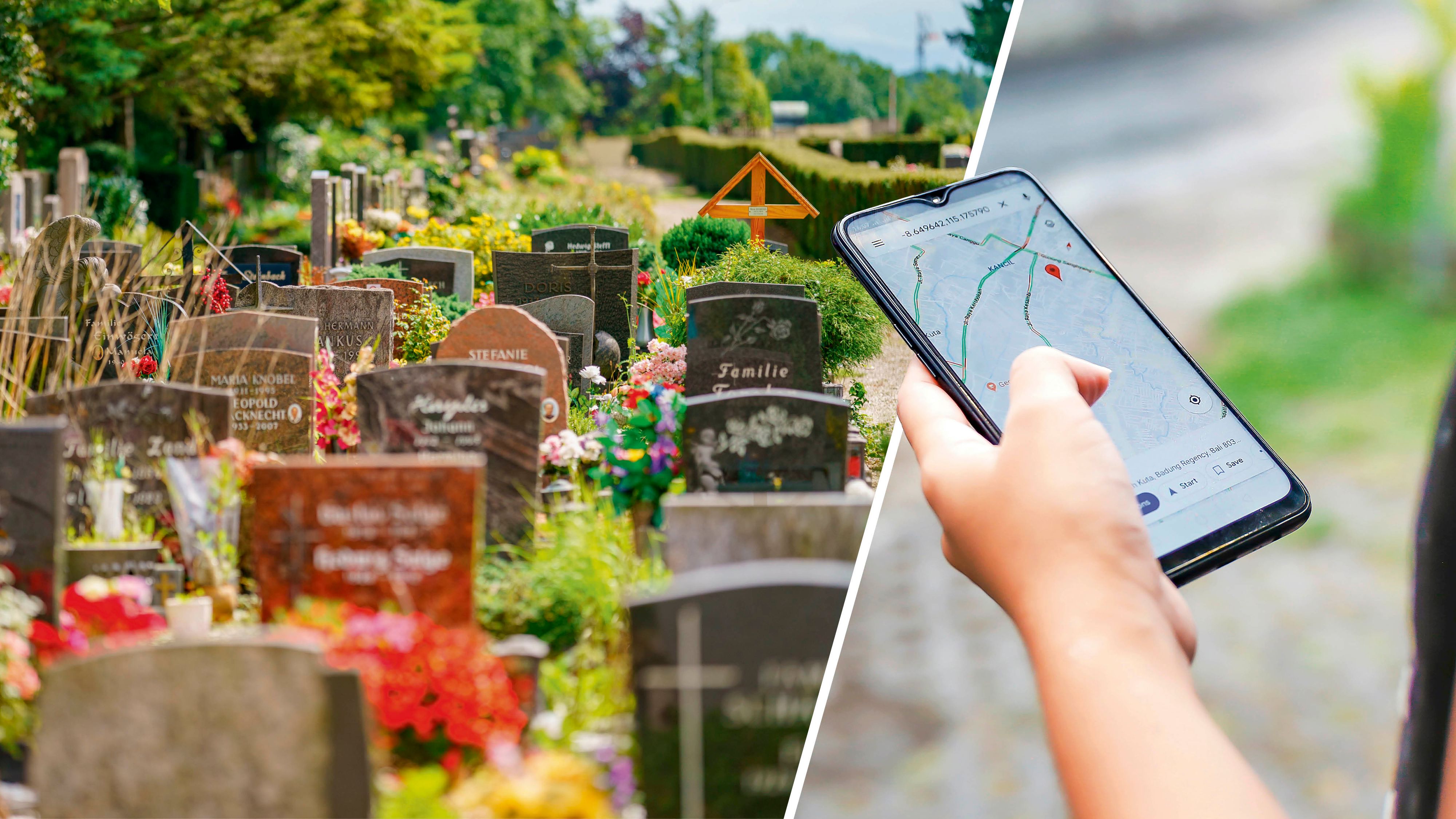 Wie bei Google Maps werden Familiengräber so leicht findbar.